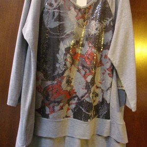 Oneworld Embellished 3/4 Sleeve Top XL